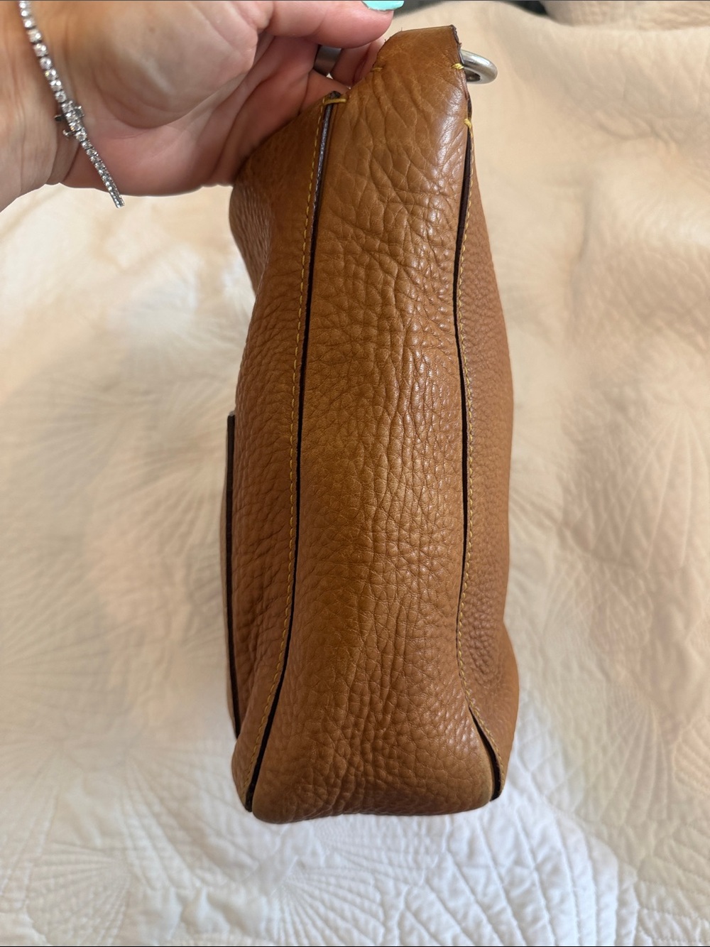 Coach Cognac Pebble Leather Shoulder Bag - Picture 9 of 10